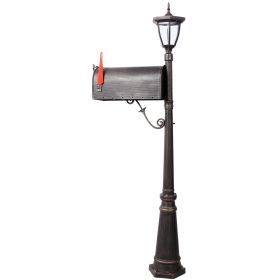 Mailbox/Post Light Combination Kit , Post with Mailbox, Fluted Base, Decorative Modern Mailbox with Post