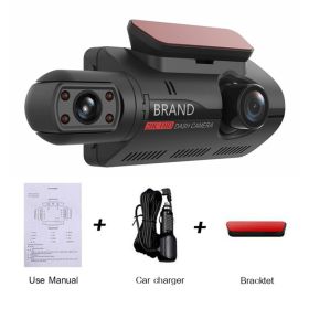 HD Car Video Recorder 2 Lens Hidden Car Driving Dash Cam 3.0 inch IPS Camera Recorder Night Vision G-sensor Loop Recording Dvr (Sd Card Memory: nan, Color Name: front and interior)