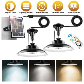 Solar Shed Lights with 1Pack/2Pack Head Light with Separate Panel Wall Mounted Solar Pendant Light Indoor Outdoor with Remote Timer 3 Modes 3 Lig (Type: With 2 Head)